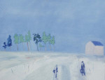 Two figures standing in a snowy field